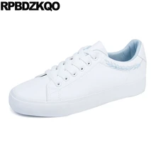 Повседневная гулять пешком плоские белый Корейский вышитый Дешевая обувь фарфора Перевозка груза падения зашнуровать кроссовки вышивка женщин последние европейская весенняя осень красивая Мода отправка листья