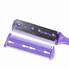 Профессиональный пластиковый триммер для волос, гребень, щетка, двухсторонняя машинка для стрижки волос, фиолетовый, двухсторонняя резка, тонкое лезвие для стрижки, инструмент для укладки