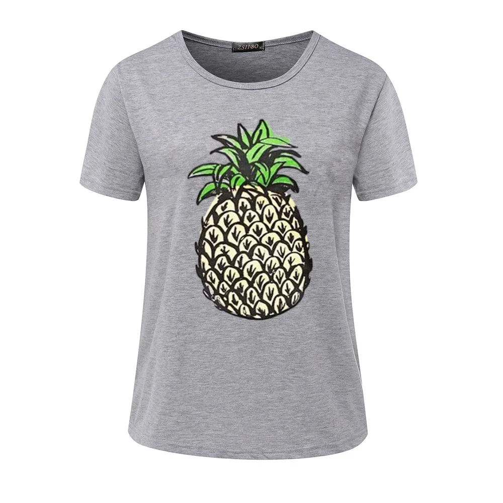 Женская Винтажная Футболка с принтом ананаса, уличная футболка с коротким рукавом, летняя футболка, vestidos ropa mujer T008