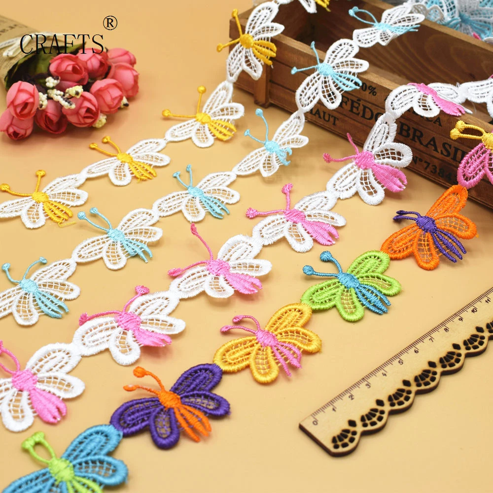 

2 yards Colorful Dainty Flowers Daisy Polyester Lace Trim Embroidered Lace Ribbon For Sewing Craft Wedding