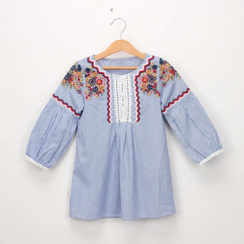 

Baby Dress Summer New Girls Fashion Infantile stripe Dresses Cotton Children's Clothes Flower EMBROIDERY Kids Clothing
