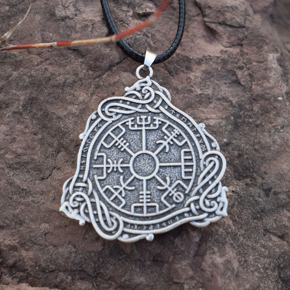 Original Amuleto Pingente Runa Nórdica Vegvisir Bússola Runic Talisman Colar Celtic Knot Colar Jóias SanLan