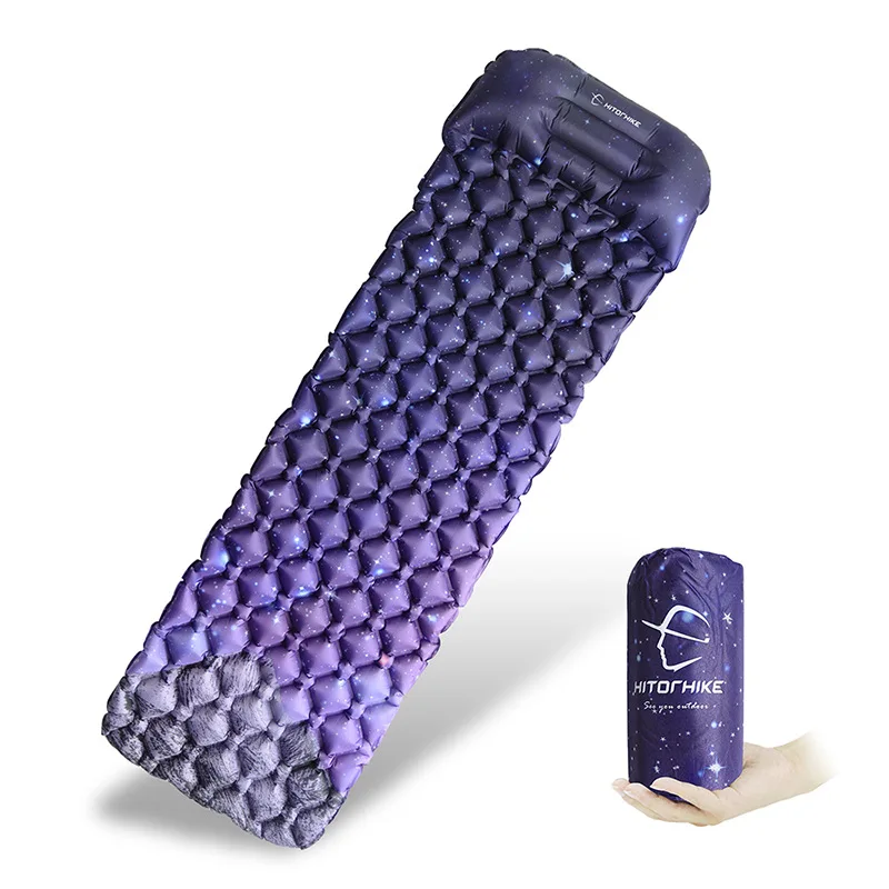 

Camping Mat Single Tyle With Pillow 70D Nylon + TPU Ultra-Light Self Inflatable Mattress For Hiking Camping Travel Sleeping Mat