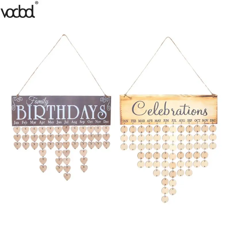 VODOOL DIY Wooden Birthday Wall Calendar Family Friends Special Dates Celebration Sign Board Creative Home Hanging Decor Gifts VODOOL DIY Wooden Birthday Wall Calendar Family Friends Special Dates Celebration Sign Board Creative Home Hanging Decor Gifts