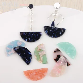 

Wholesale 60pcs/Lot 36*18mm Colorful Half Round Moon Shape acetic acid Acrylic Charms Fashion Earring Necklace Fashoin Pendant