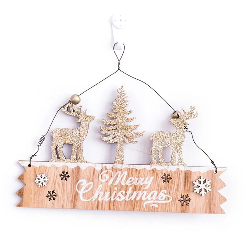 Рождественский деревянный кулон в форме дверцы креативный подвесной Санта-Клаус снеговик лося в форме деревянного кулона украшения окна комнаты - Цвет: E
