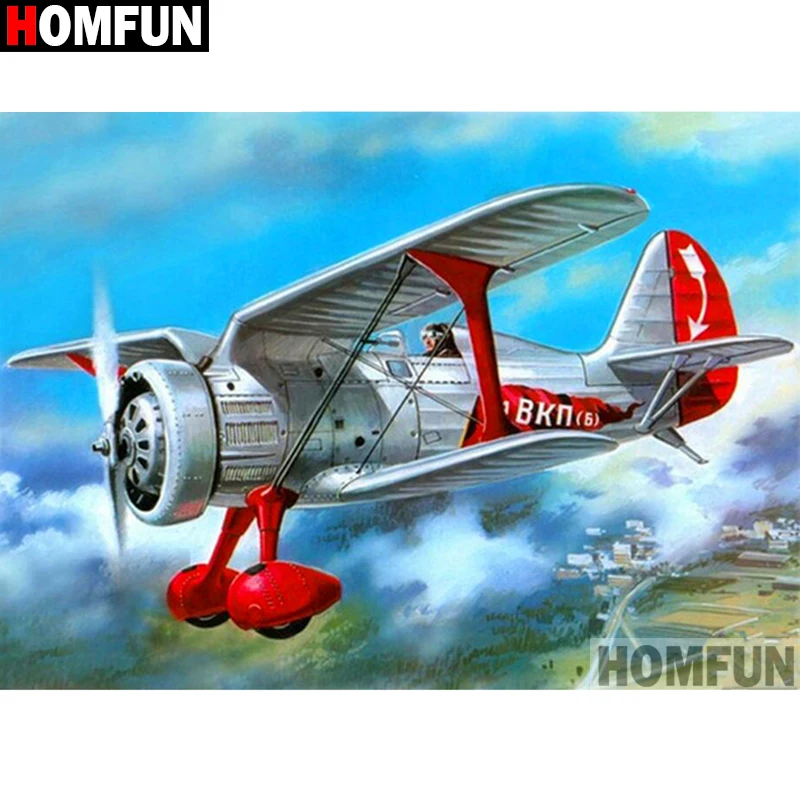 

HOMFUN Full Square/Round Drill 5D DIY Diamond Painting "Aircraft scenery" Embroidery Cross Stitch 5D Home Decor Gift A16348
