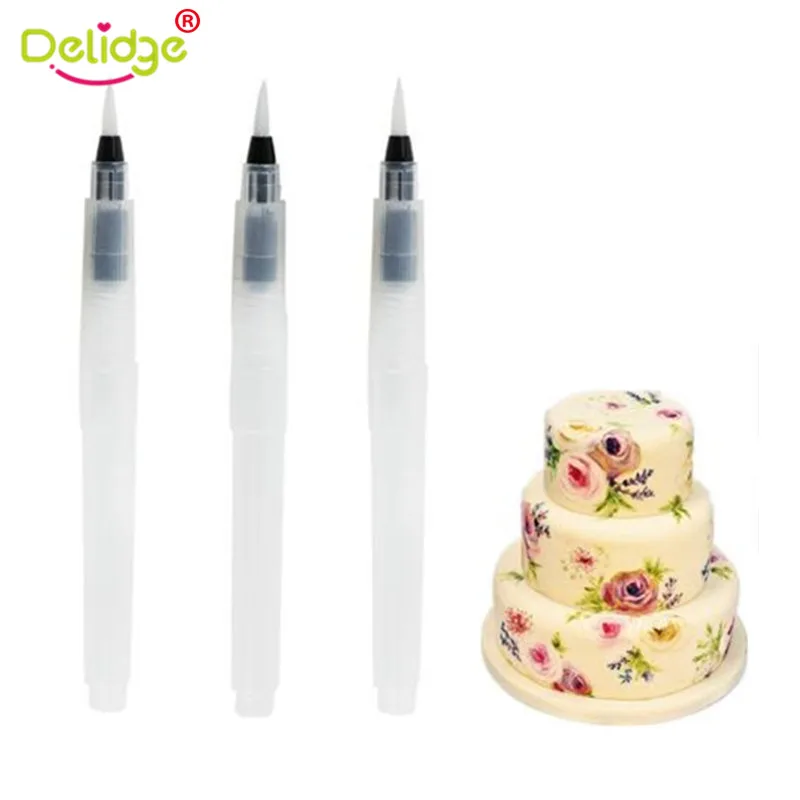 

Delidge 3 pcs/set DIY Fondant Cake Decoration Coloring Water Painting Pen Plastic Watercolor Cake Decorating Baking Tools