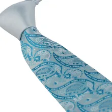 Coachella Галстуки светло-голубой Узел Контрастность Серебро Aqua Зеленый Пейсли галстук жаккарда формальный галстук 8.5 см