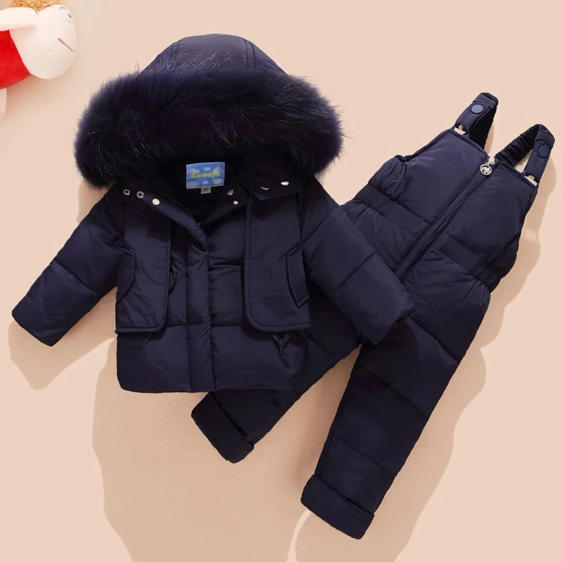 

2018 Winter Children's Clothing Set Kids Ski Suit Overalls Baby Boys Down Coat Warm Snowsuits Jackets+bib Pants 2pcs/set 2-4T