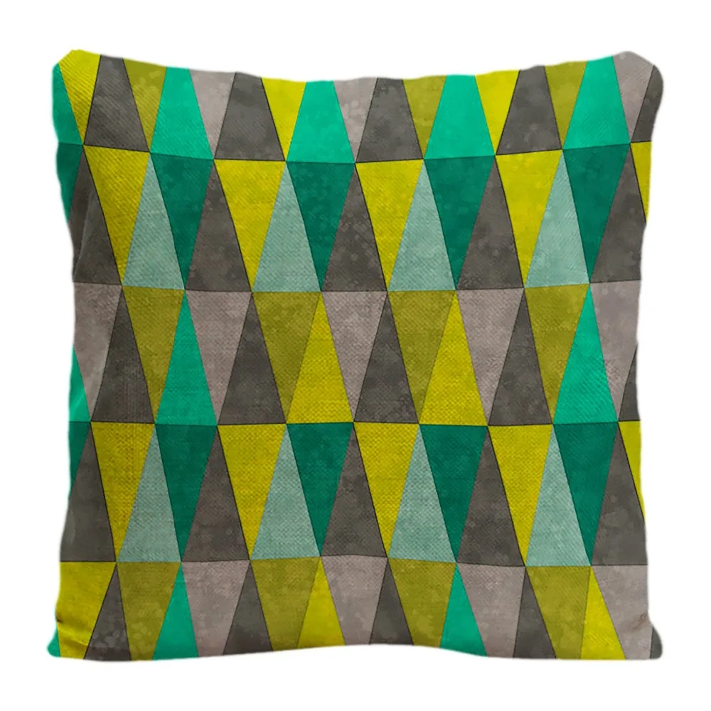 Geometric Grunge Aqua Blue Green Polygon Pattern Throw Pillow