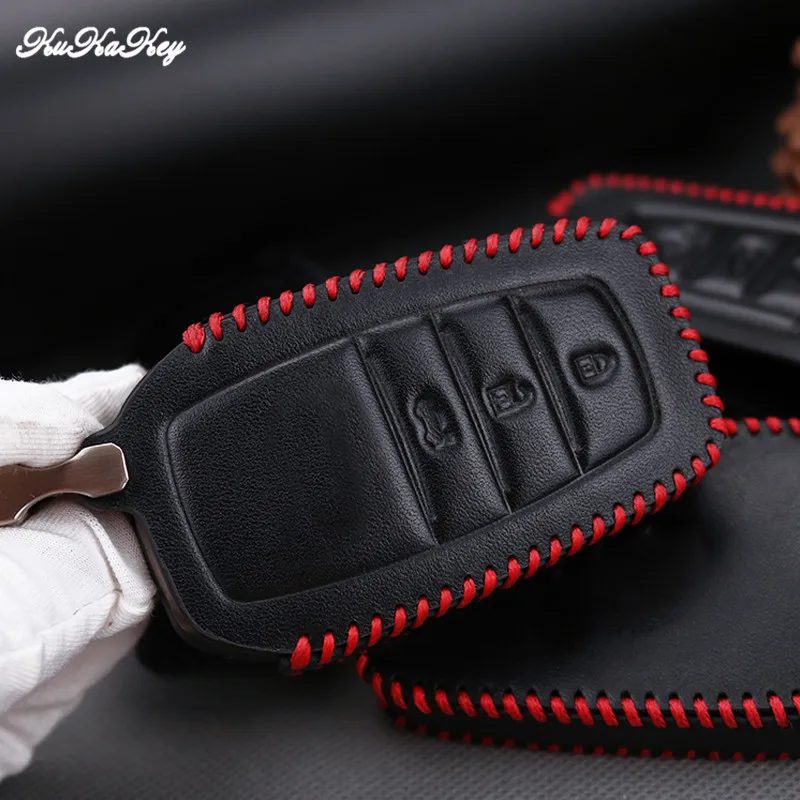 KUKAKEY кожаный чехол для ключа автомобиля для Toyota высокий посадочный Land Cruiser Riez RAV4 Camry Crolla Crown Prado автомобильный держатель для ключей