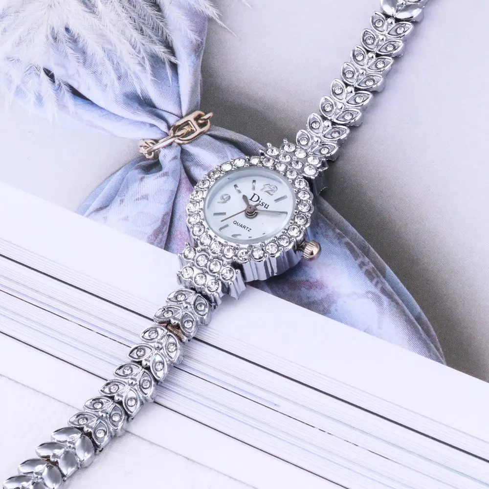 Новая мода горный хрусталь часы для женщин Элитный бренд нержавеющая сталь дамские часы кварцевые платье часы reloj mujer Часы