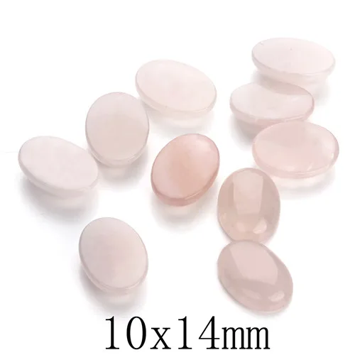 10 шт./лот, овальные кабошоны из натурального камня, плоский круглый розовый кристаллический кварц, кабошон, камея для ювелирных изделий, пустая основа - Цвет: 10x14mm