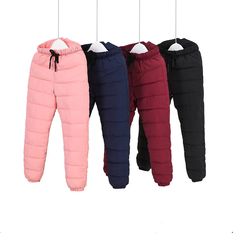 

1-7T Kids 2018 Winter Down Cotton Pants Boys Slim Outwear Thicking Warm Girls Pants Casual Solid Elastic Drawstring Trousers