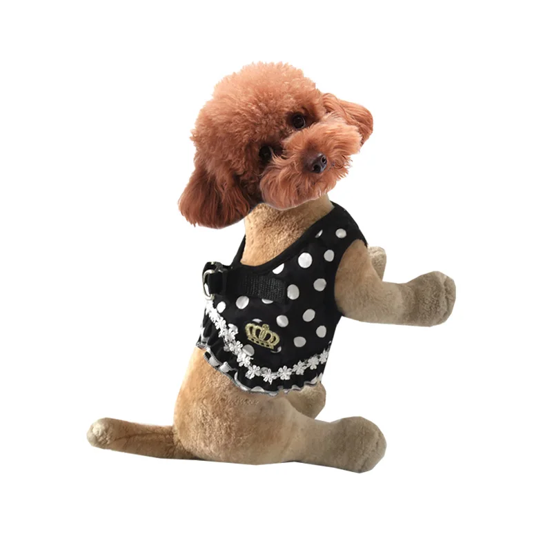 

New Coming Dot Girl Style Pet Dog Chest Harness Size S M L Free Shipping