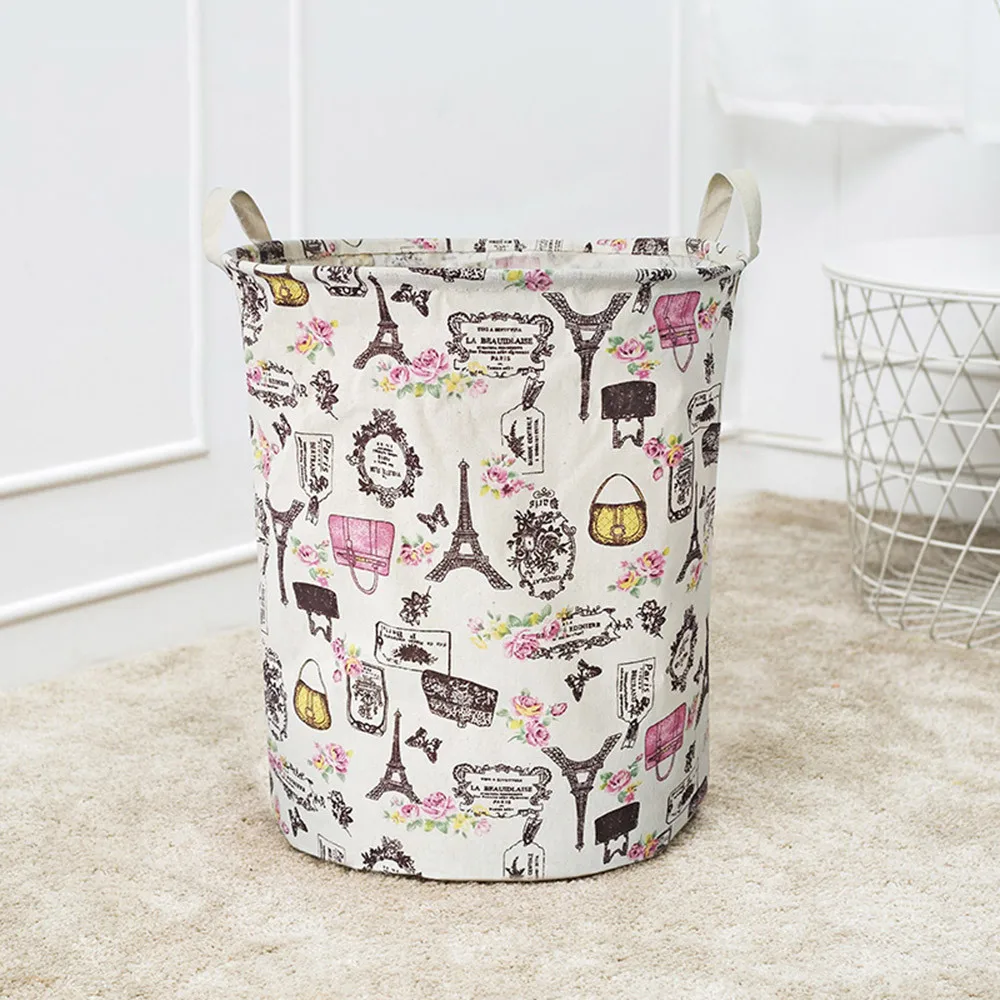 

Waterproof Canvas Laundry Clothes Basket Storage Basket Folding Storage Box cotton Clothing Storage Basket Корзина для хранения