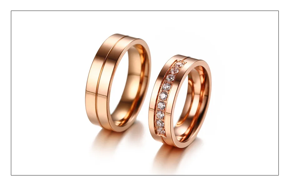 Meaeguet розовое золото цвет нержавеющая сталь обручальное кольцо для женщин и мужчин кубический цирконий обручальное кольцо пара обещания ювелирные изделия