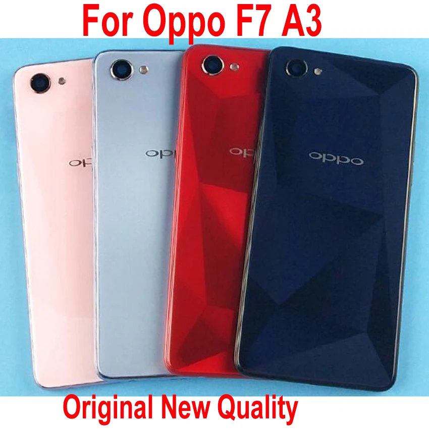 

Original New Best For Oppo F7 A3 Back Battery Cover + Camera Lens + Power Volume Buttons Rear Housing Door Case Glass parts