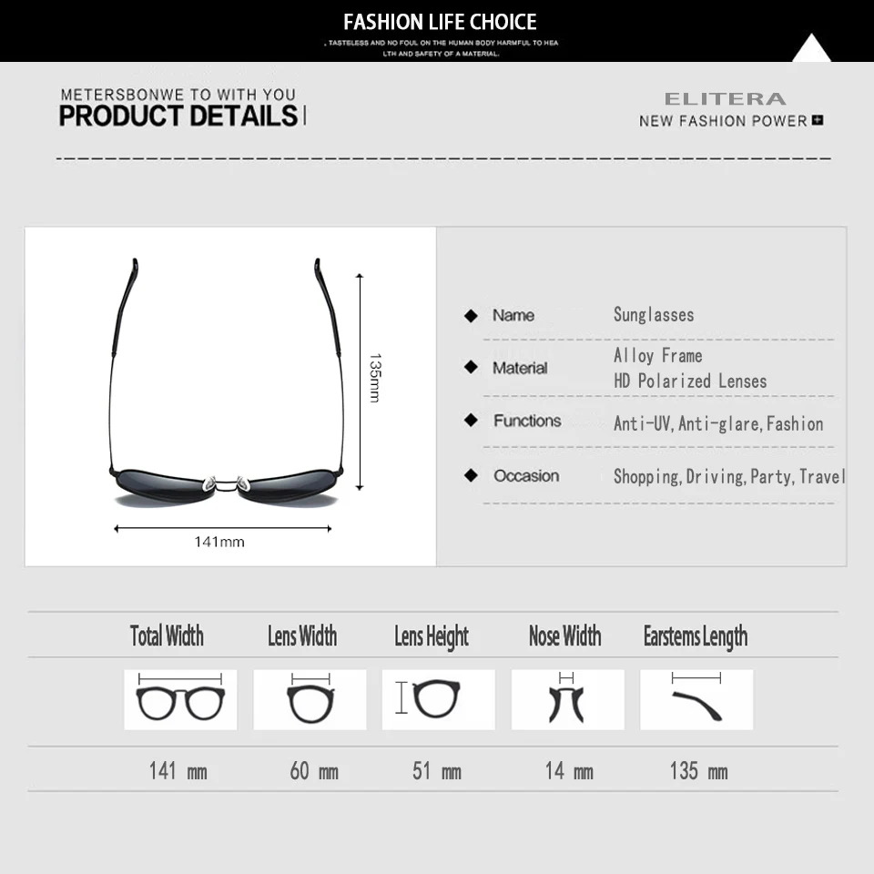 ELITERA, фирменный дизайн, мужские классические солнцезащитные очки, поляризационные, мужские очки для вождения, рыбалки, солнцезащитные очки для мужчин, Oculos Gafas