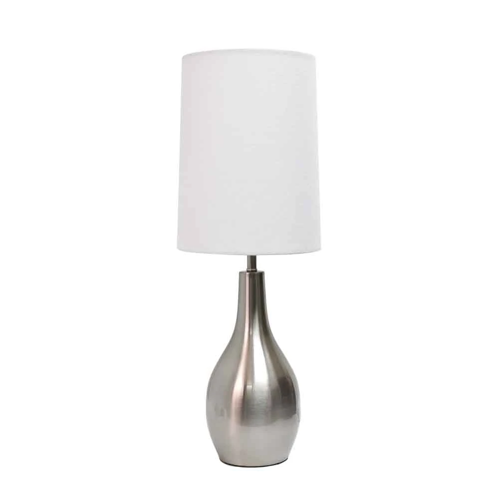 Simple Designs 1 Light Tear Drop Table Lamp, Brushed Nickel