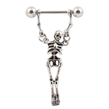

Skeleton Nipple ring piercing Nickel-free 16G 316L surgical steel fashion jewelry pair