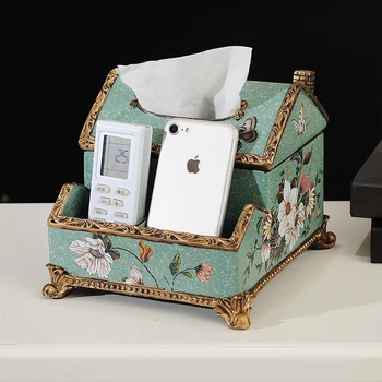 

European Creative Luxury Living Room Coffee Table Decoration Remote Control Multi-Function Storage Tissue Box