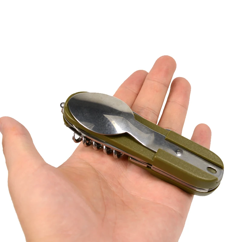 Multipurpose Tableware Stainless Steel Cutlery Multifunctional Tools Knife Spoon Fork Bottle Opener Screwdriver Outdoor Camping