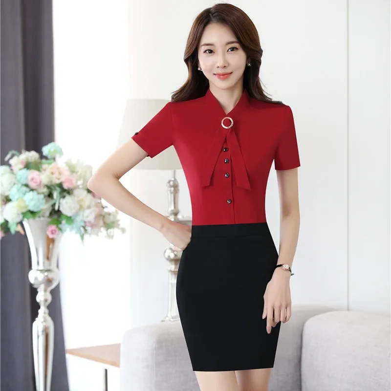 Elegant Red Slim Skirt Suits With 2 Piece Tops And Skirt For Ladies ...