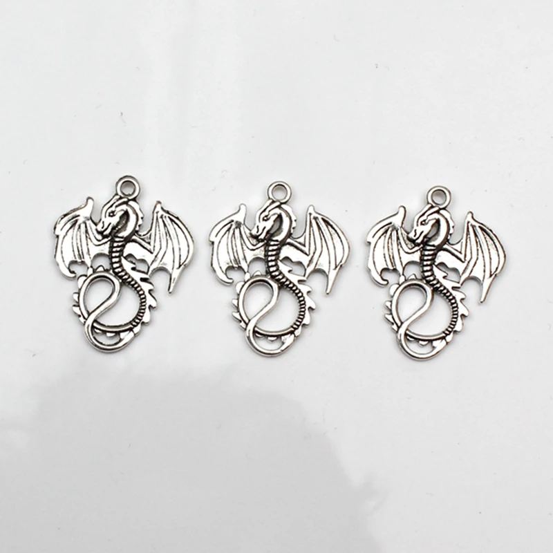 

5pcs Charms dragon 27*34mm Antique Tibetan Silver Pendant Finding Accessories DIY Vintage bracelet Necklace Handmade