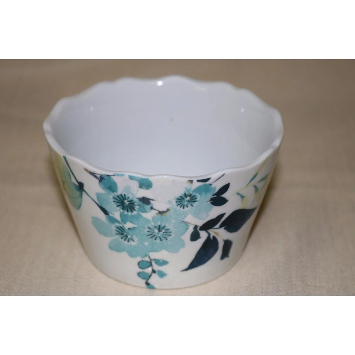 222 Fifth TAKARA Floral Leaves Appetizer Round Bowls - Blue/Green -S/4 (3)
