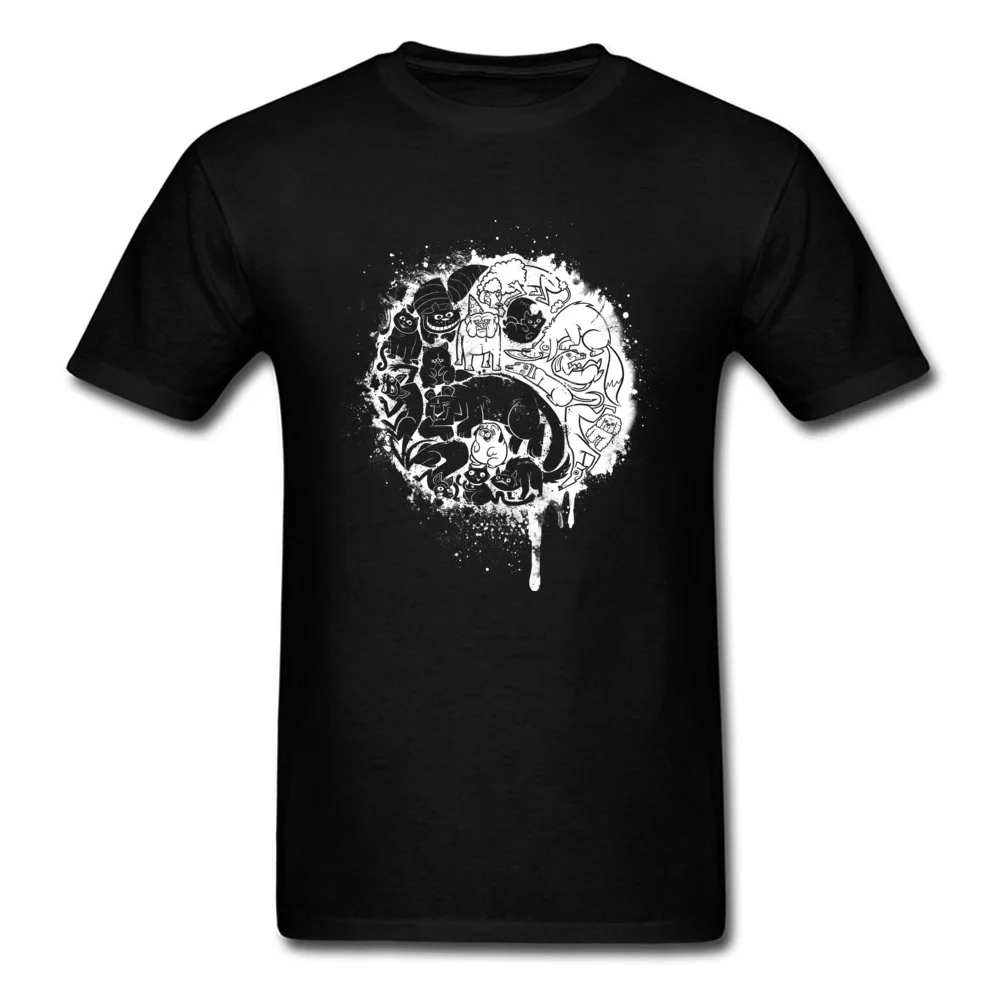 

Pet Taoism Tee Shirt Men Top Shirts Funny Cartoon Yin Yang T-shirt Printed Cheshire Cats Tshirt Cotton Black White Clothes Cool
