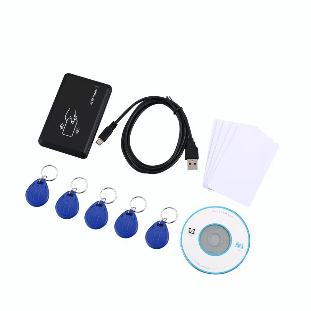 

125Khz RFID USB EM4305 Card Reader/Writer Black Copier/Writer Programmer Burner + 5 ID Key Tags/ID Cards