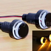 2 шт. CNC Мотоцикл Янтарный светодиодный индикатор ручки бар Торцевая заглушка для рукоятки указатель поворота для 22 мм руля