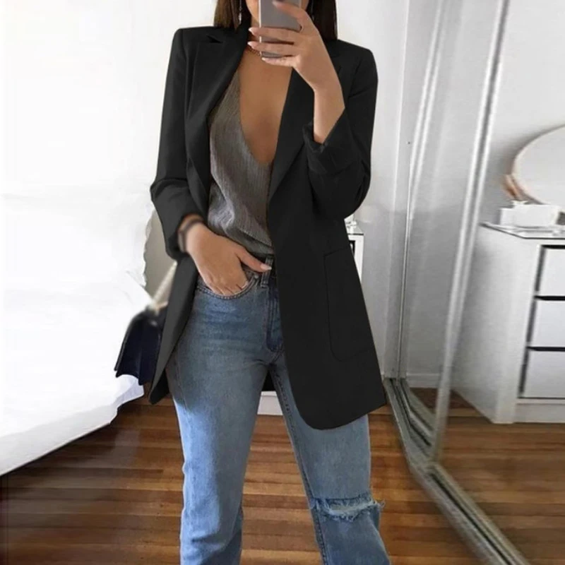 

Women Lady Long Sleeve Slim Blazer Suit Coat Work Jacket Formal Top Size S~2XL