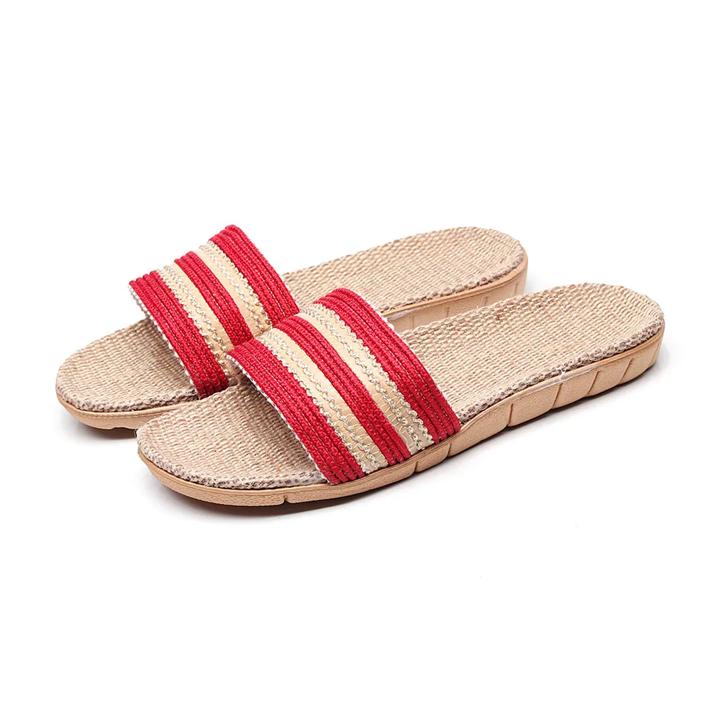 JAYCOSIN Fashion Slippers 2019 Women s Hemp Fashion Anti-slip Linen Home Indoor Open Toe Flat Shoes Beach Slippers APR10