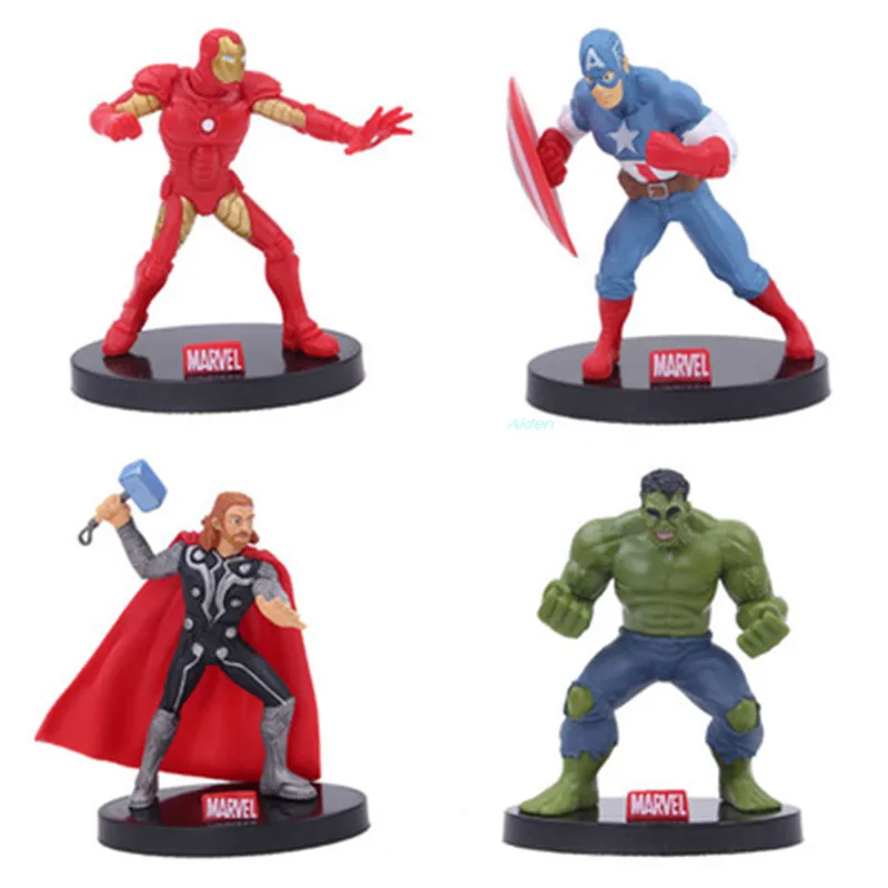 

4Pcs/set Avengers: Endgame Superhero Captain America Iron Man Hulk Thor PVC Action Figure Collectible Model Toy OPP 8-9CM Z1771