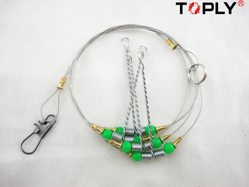 Stainless Steel 2 arms Wire Leader Fishing Rig Fishing Line Swivel Snap