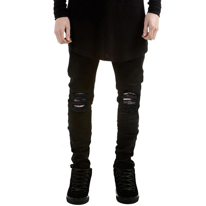 

Men's Jeans Stylish Especial Hole Design Personality Denim Pants