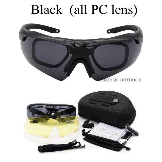 Тактические поляризационные очки, военные очки, пуленепробиваемые армейские солнцезащитные очки с 3 линзами, мужские очки для стрельбы, мотоциклетные очки Gafas - Цвет: Crosbo black PC