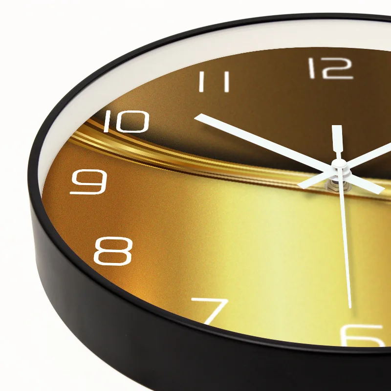 12 дюймов золото настенные часы современный минималистский круглые часы из металла настенные часы немой кварцевые часы украсить дом для Гостиная