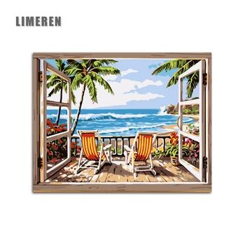 

Frameless Scenery outside the window Recliner trees Painting By Numbers Coloring By Numbers