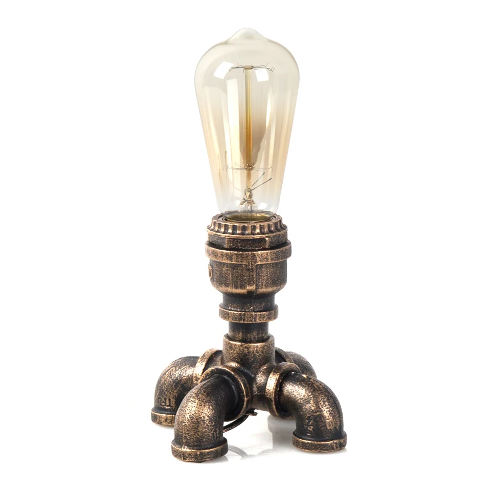 Полированная керамика Винтаж железная лампа водопровод Настольный светильник Промышленный настольная лампа E27 базовый держатель для освещение гостиной приспособление