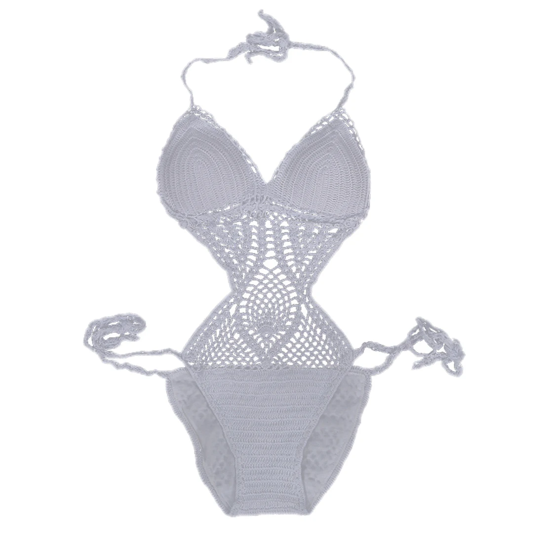 

Hot Sexy Women Hollow-out Knit Halter Swimwear Swimsuit Bikini White L