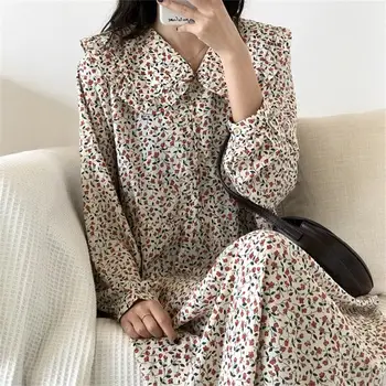 

Women's Dresses Ins Lady Kawaii Ulzzang Casual Loose Floral Dress Shirt Beach Boho Female Vintage Harajuku Clothes For Women