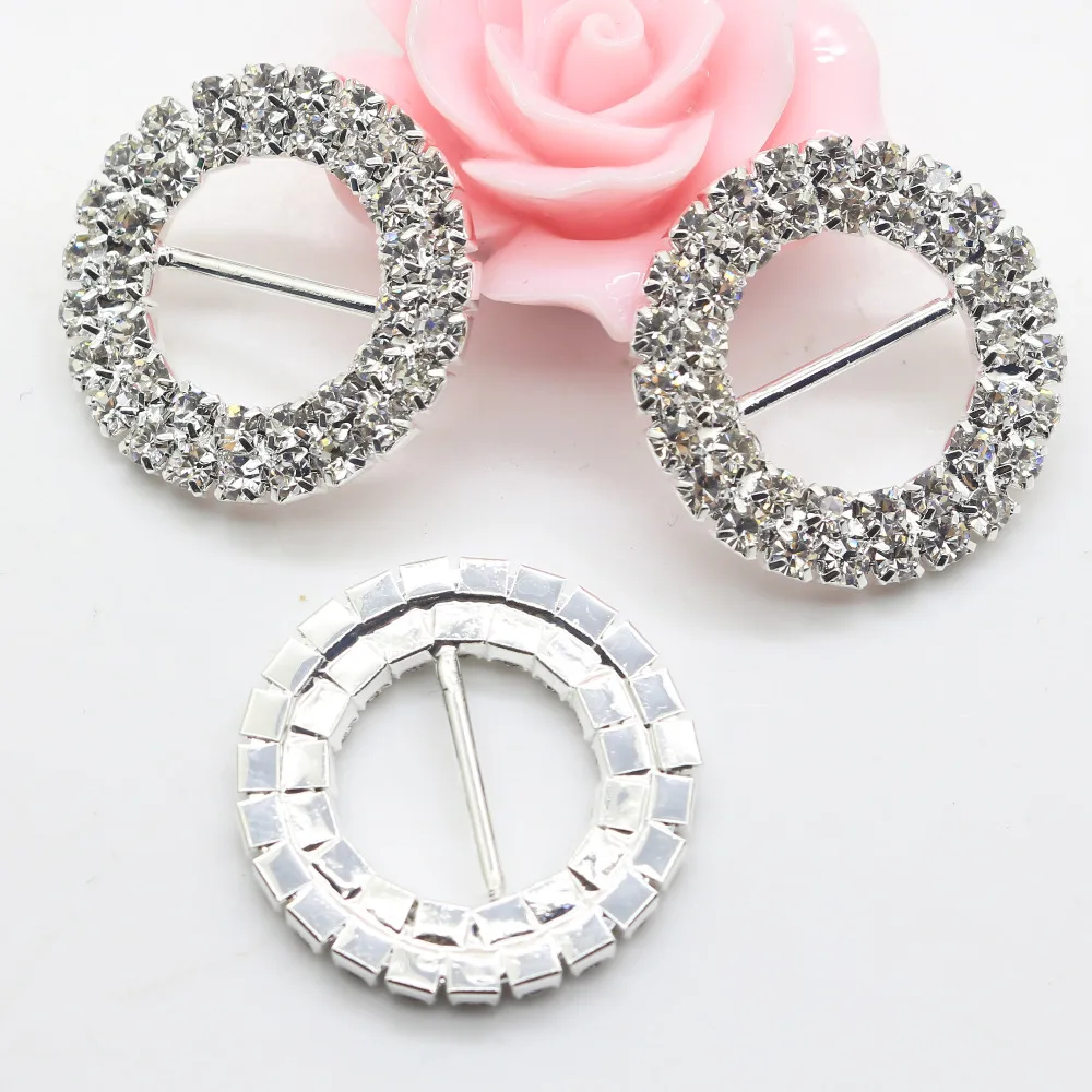 New 5pcs / pack 25mm Round Rhinestone buckles slide buckles / DIY hair