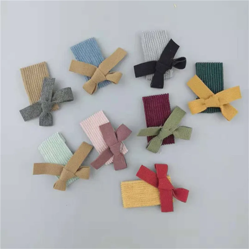 

1PCS Cute children Hair Accessories corduroy bowknot mini Hair BB Clip Pin Handmade Kids Girls Safety Barrette Hairgrip headwear