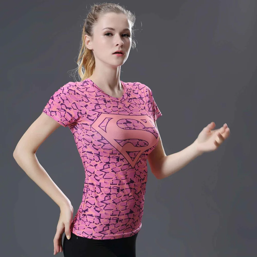 

2017 New Marvel Heroes T Shirt Women T-shirt America 3D Print Avenger Compression T-Shirts Tops Superman Shirt Tights