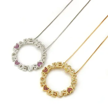 

12pcs Wholesale big letter round CZ hearts pendant good quality heart jewelry