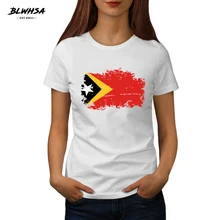 Blwhsa東ティモールの国旗の女性tシャツファッション半袖綿印刷tシャツおかしい東ティモール国旗トップス Aliexpress レディース衣服
